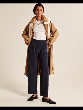 Tailored Straight Navy Pants - Classic Workwear Abercrombie & Fitch